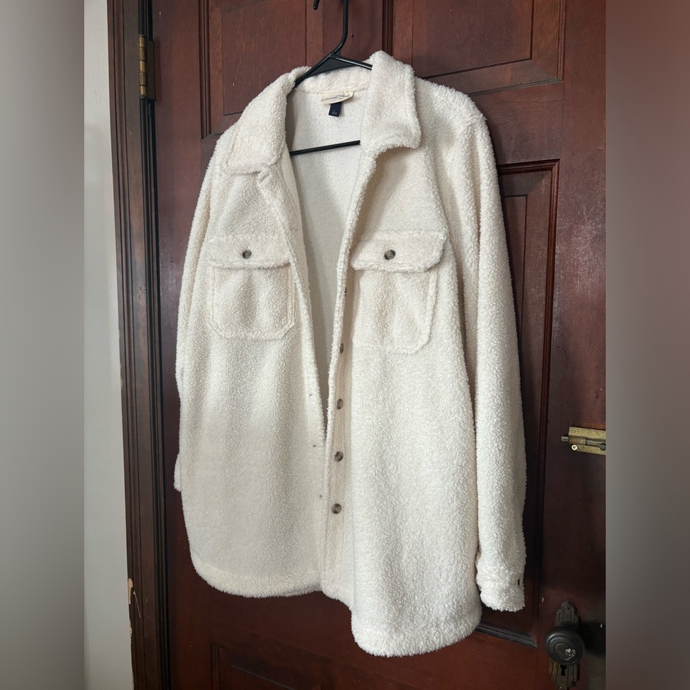 white sherpa jacket